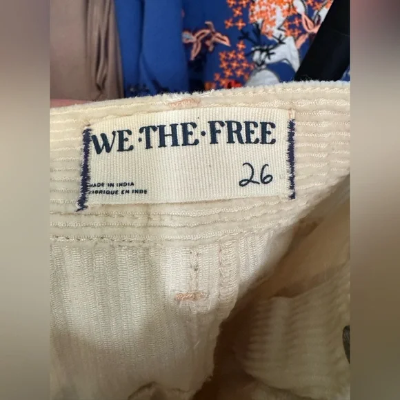 Free People Cream Embroidered Flare Jeans